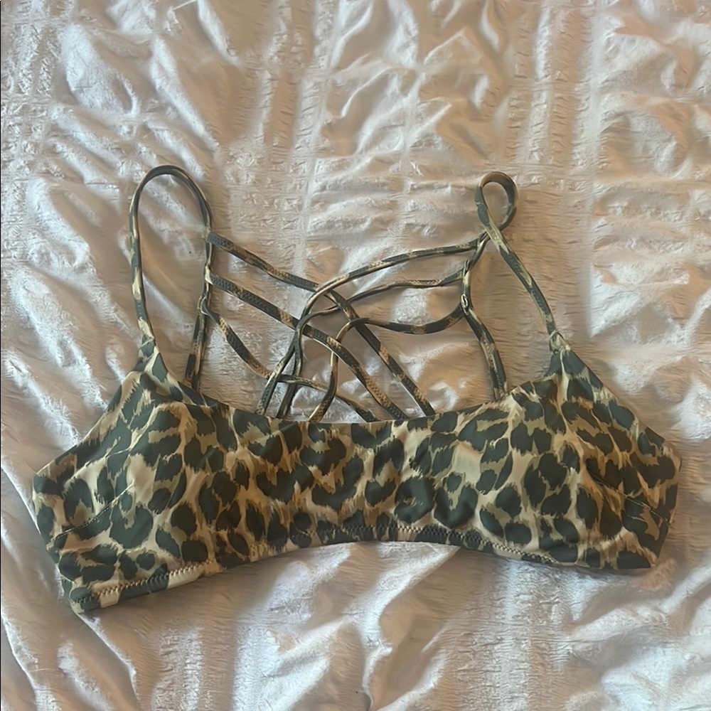 Leopard Print Strappy Bikini Top